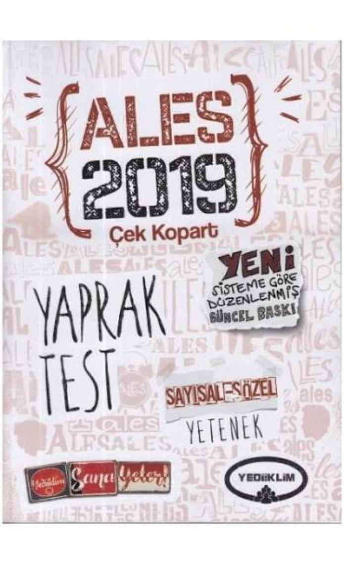 Yediiklim Yayınları 2019 ALES Sayısal Yetenek-Sözel Yetenek Çek Kopart Yaprak Test