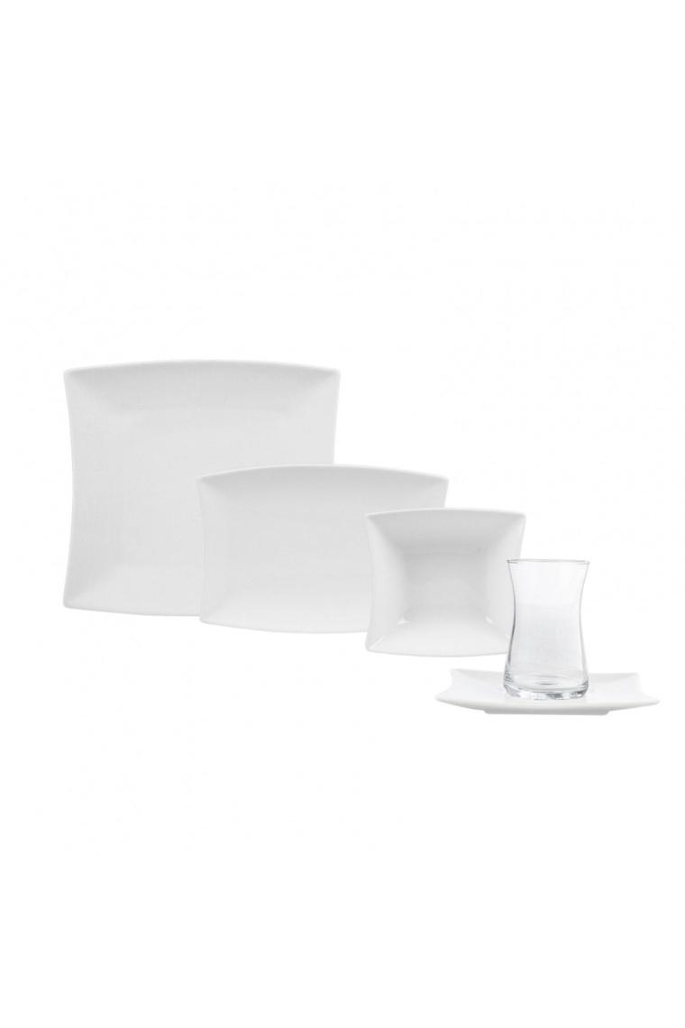 New Perfect White Porselen 26 Parça 6 Kişilik Kare Kahvaltı/servis Takımı