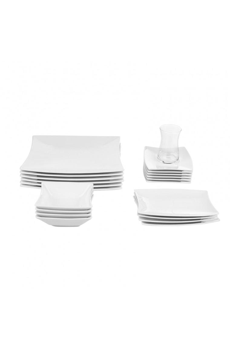 New Perfect White Porselen 26 Parça 6 Kişilik Kare Kahvaltı/servis Takımı
