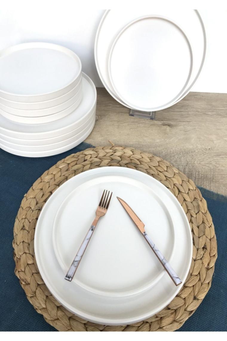 Stackable Mat Beyaz 12 Parça 6 Kişilik Kahvaltı Takımı