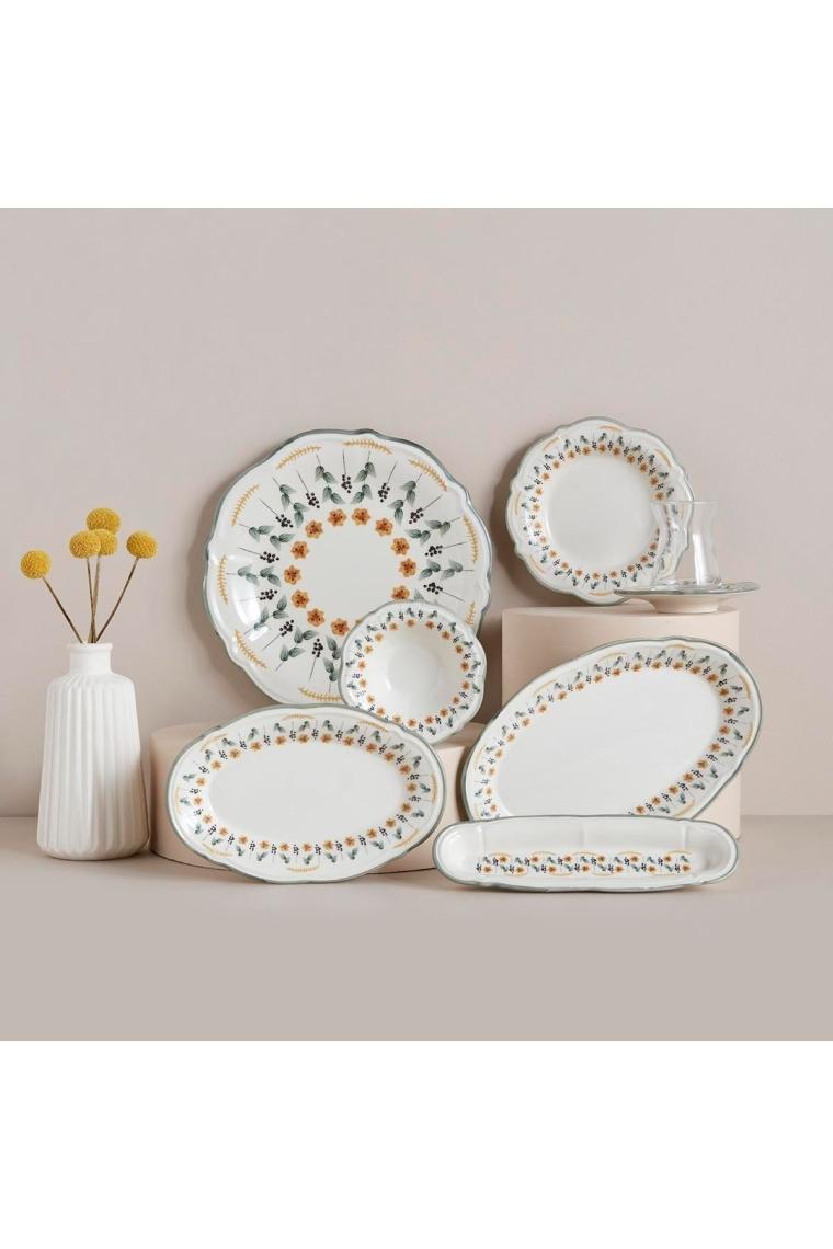 Adelina Stoneware 26 Parça 6 Kişilik Kahvaltı Takımı Yeşil