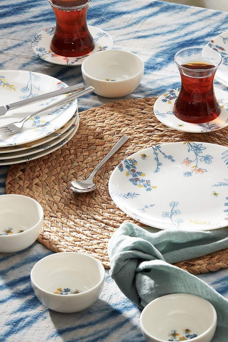 Bonita Blue 26 Parça 6 Kişilik Porselen Kahvaltı Servis Takımı