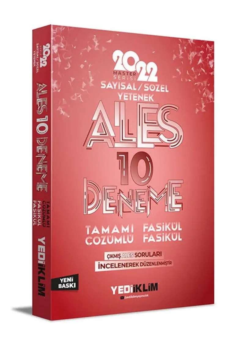 Yediiklim Yayınları ALES 2022 Master Serisi Sayısal- Sözel Yetenek Tamamı Çözümlü 10 Fasikül Deneme