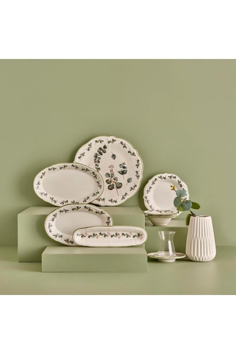 Ocaliptus Stoneware 26 Parça 6 Kişilik Kahvaltı Takımı Yeşil