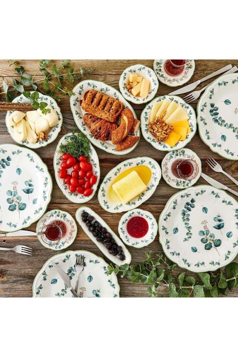 Ocaliptus Stoneware 26 Parça 6 Kişilik Kahvaltı Takımı Yeşil