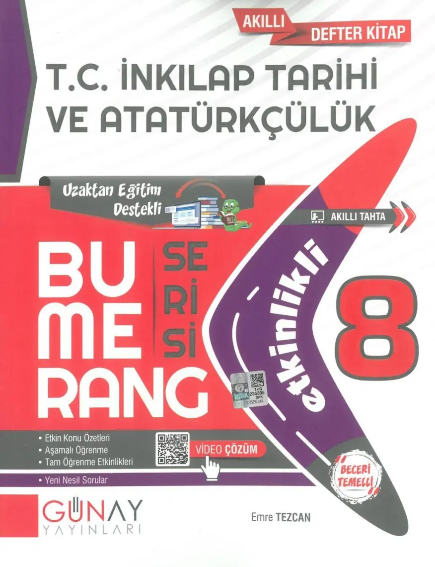 Günay Yayınları Gün&Ay Yayınları 8. Sınıf Bumerang Etkinlikli T.C. İnkılap Tarihi ve Atatürkçülük