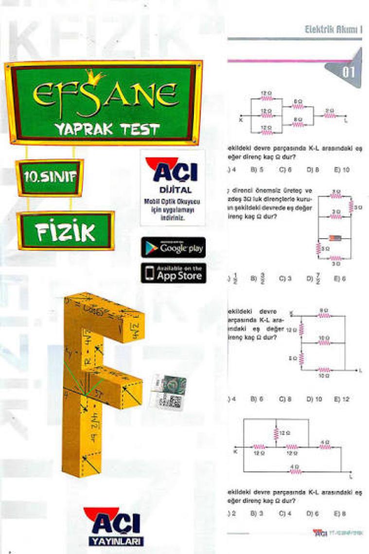 Açı Yayınları 10. Sınıf Fizik Çek Kopar Yaprak Test
