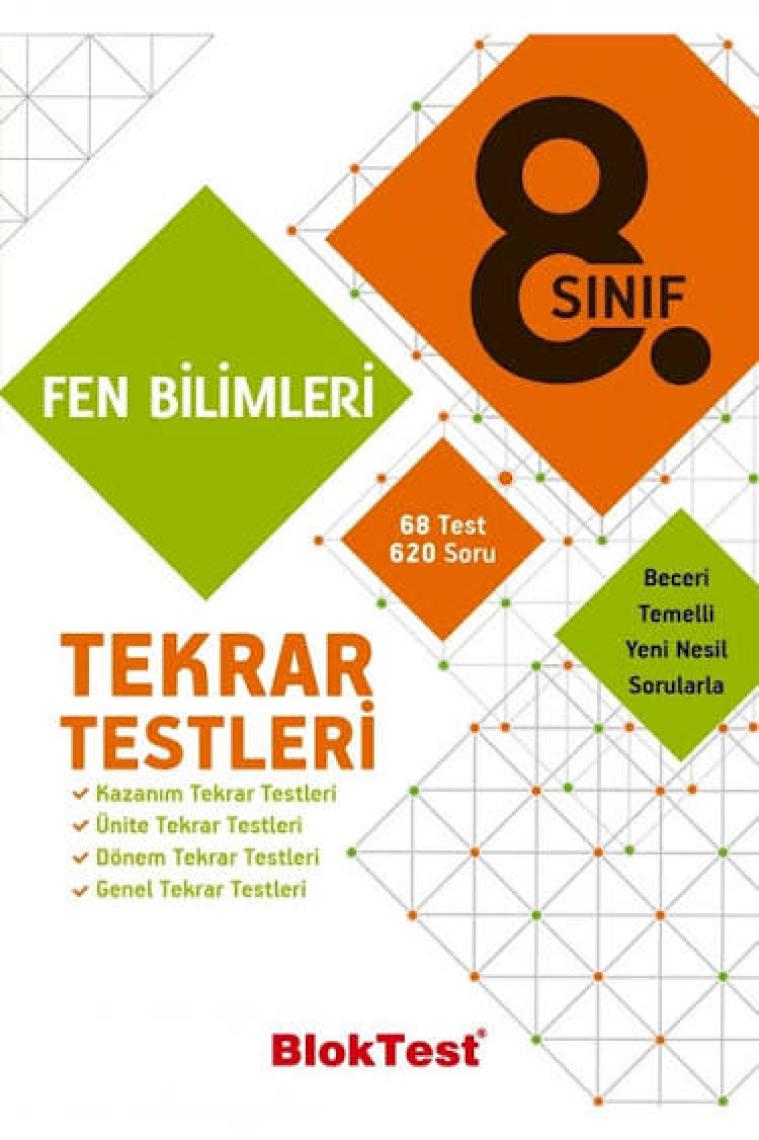 Bloktest Yayınları Blok Test 8.Sınıf Fen Bilimleri Tekrar Testleri