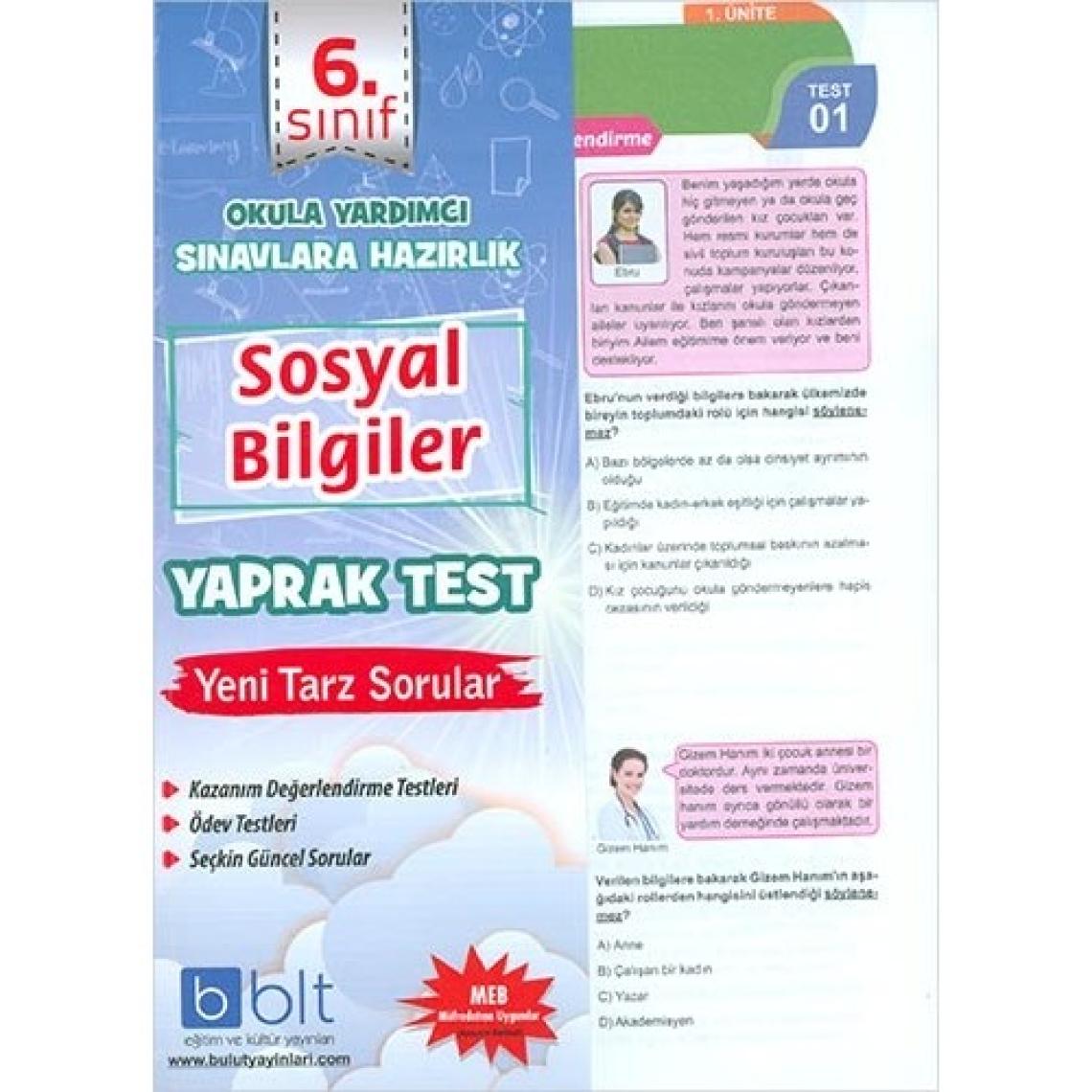 Bulut Eğitim ve Kültür Yayınları Eğitim 6. Sınıf Sosyal Bilgiler Çek Kopar Yaprak Test