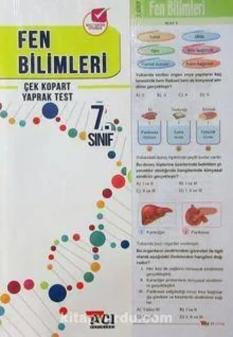Açı Yayınları 7. Sınıf Fen Bilimleri Çek Kopart Yaprak Test