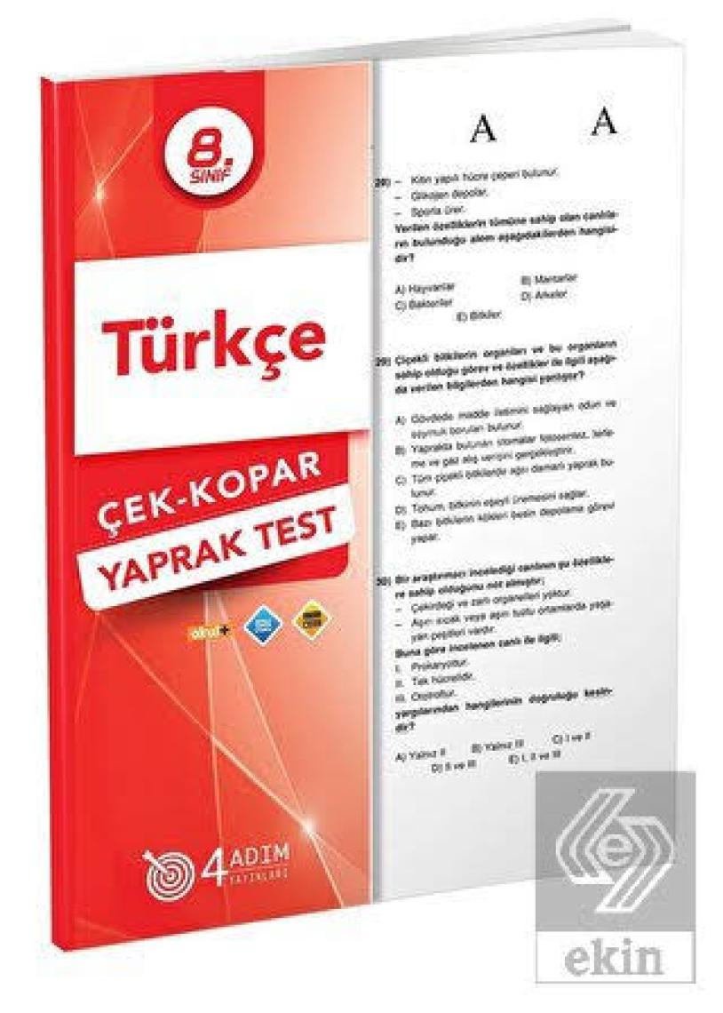 4 Adım Yayınları 4 Adım 8. Sınıf Türkçe Çek Kopar Yaprak Test