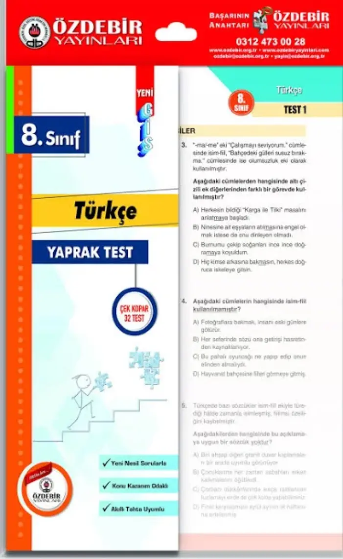 Özdebir Yayınları Lgs 8.Sınıf Türkçe / Matematik Yaprak Test