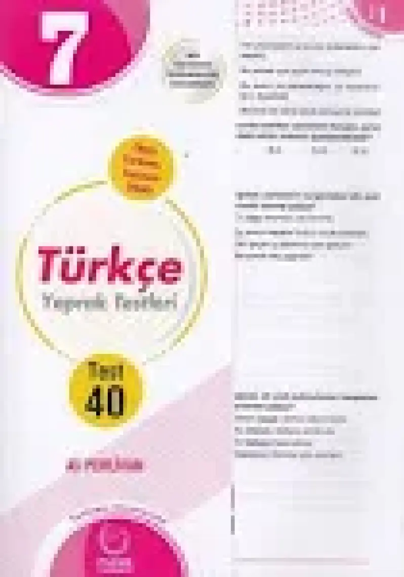 Palme Yayıncılık 7 Sınıf Türkçe Yaprak Test