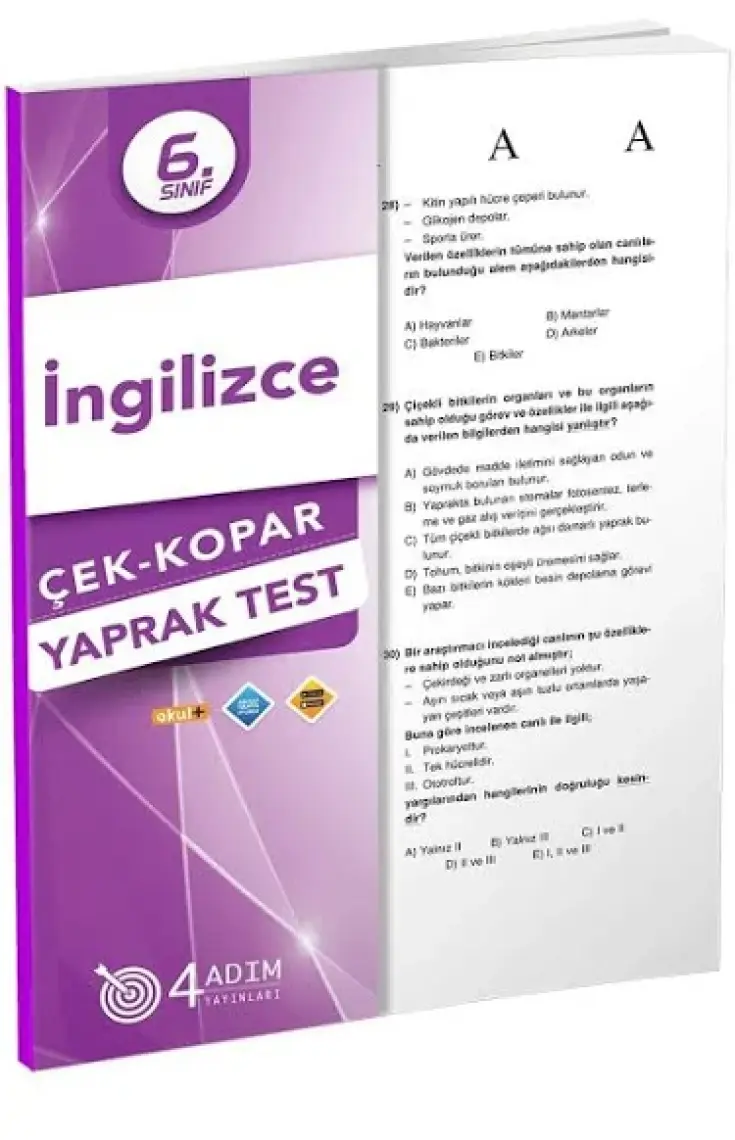 4 Adım Yayınları 4 Adım 6. Sınıf İngilizce Çek Kopar Yaprak Test