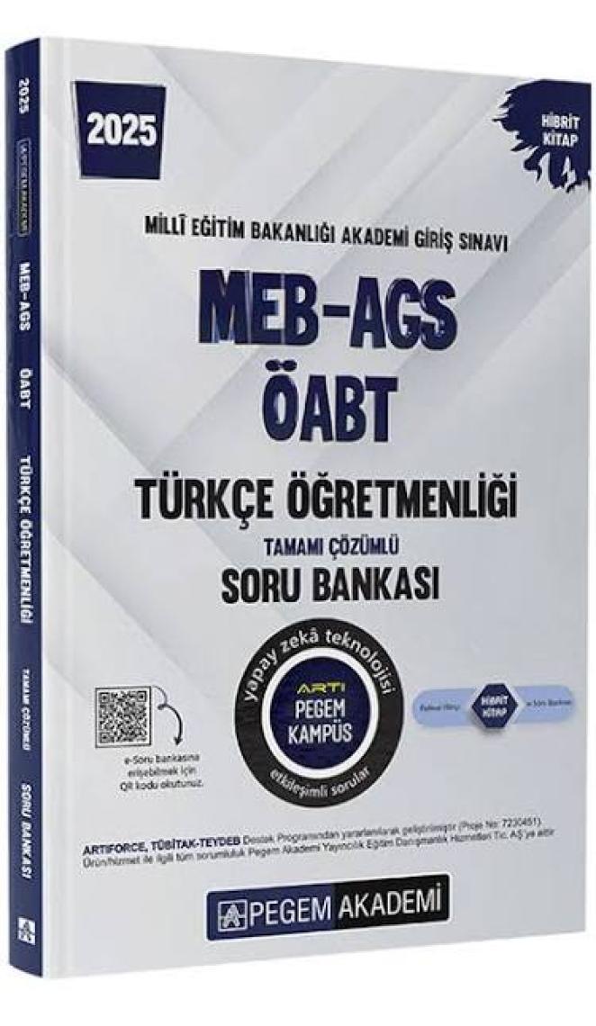 Pegem Akademi Yayıncılık 2025 MEB - AGS - ÖABT Türkçe Öğretmenliği Tamamı Çözümlü Soru Bankası