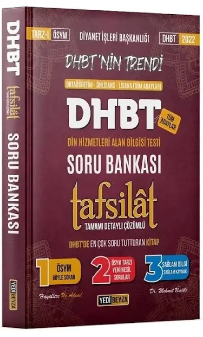 Yedi Beyza Yayınları Dhbt Tafsilât Tamamı Çözümlü Soru Bankası