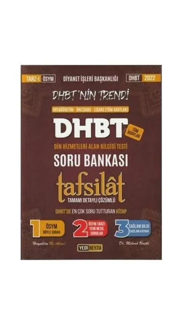 Yedi Beyza Yayınları Dhbt Tafsilât Tamamı Çözümlü Soru Bankası