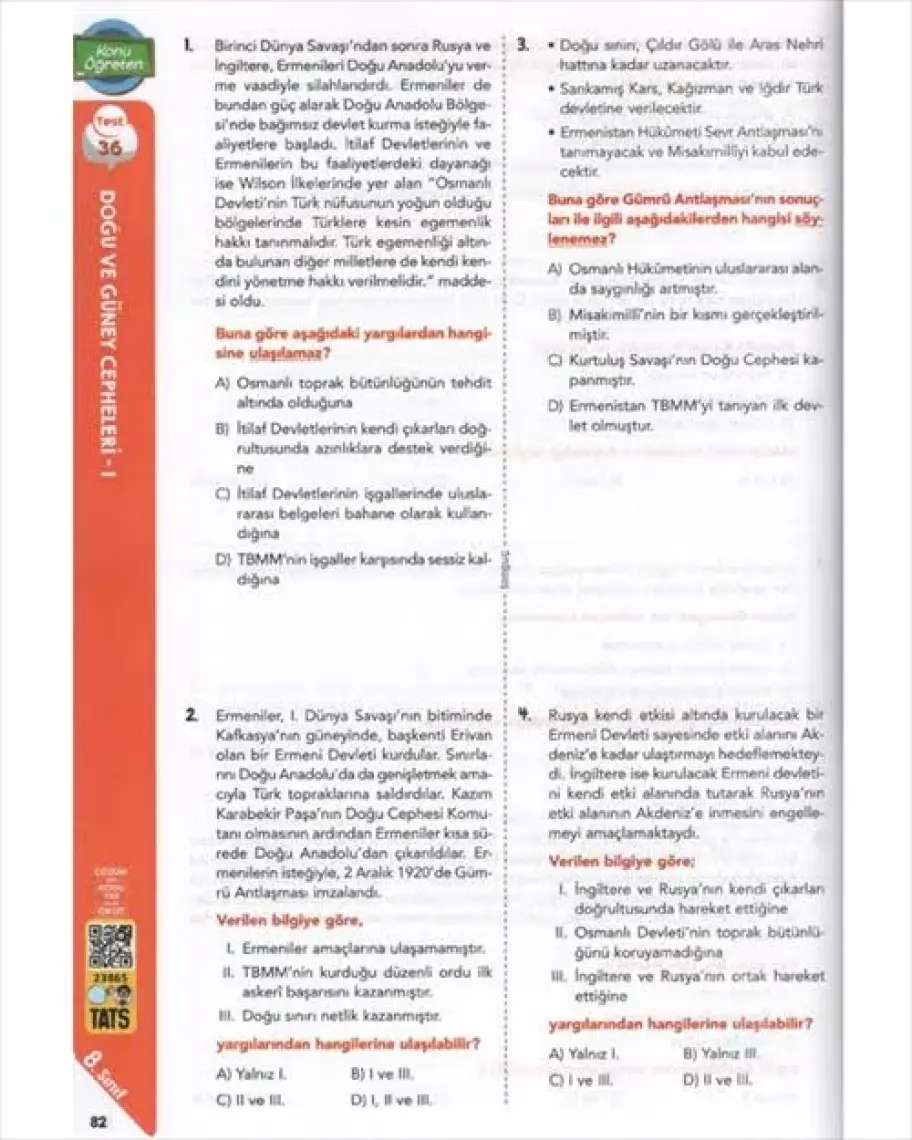 Tonguç Akademi 8. Sınıf İnkılap Soru Bankası