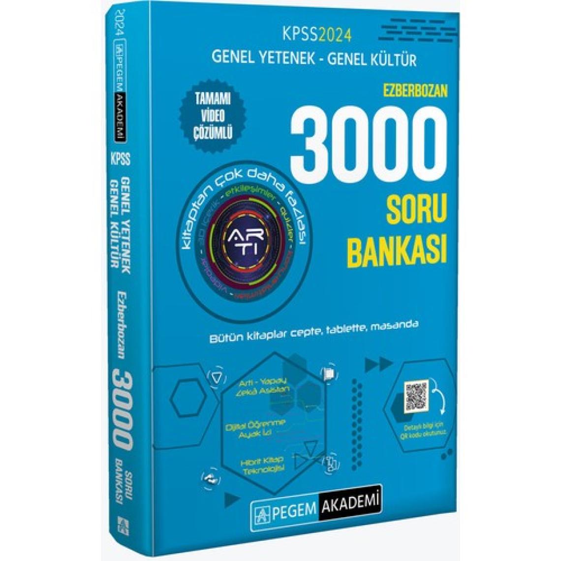 Pegem Akademi Yayıncılık KPSS 2024 Genel Yetenek Genel Kültür Ezberbozan 3000 Soru Bankası