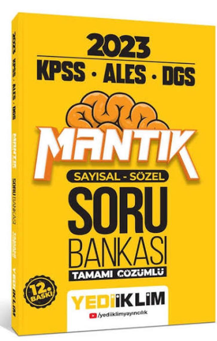 Yediiklim Yayınları 2023 KPSS-ALES-ALES Sayısal Sözel Mantık Tamamı Çözümlü Soru Bankas
