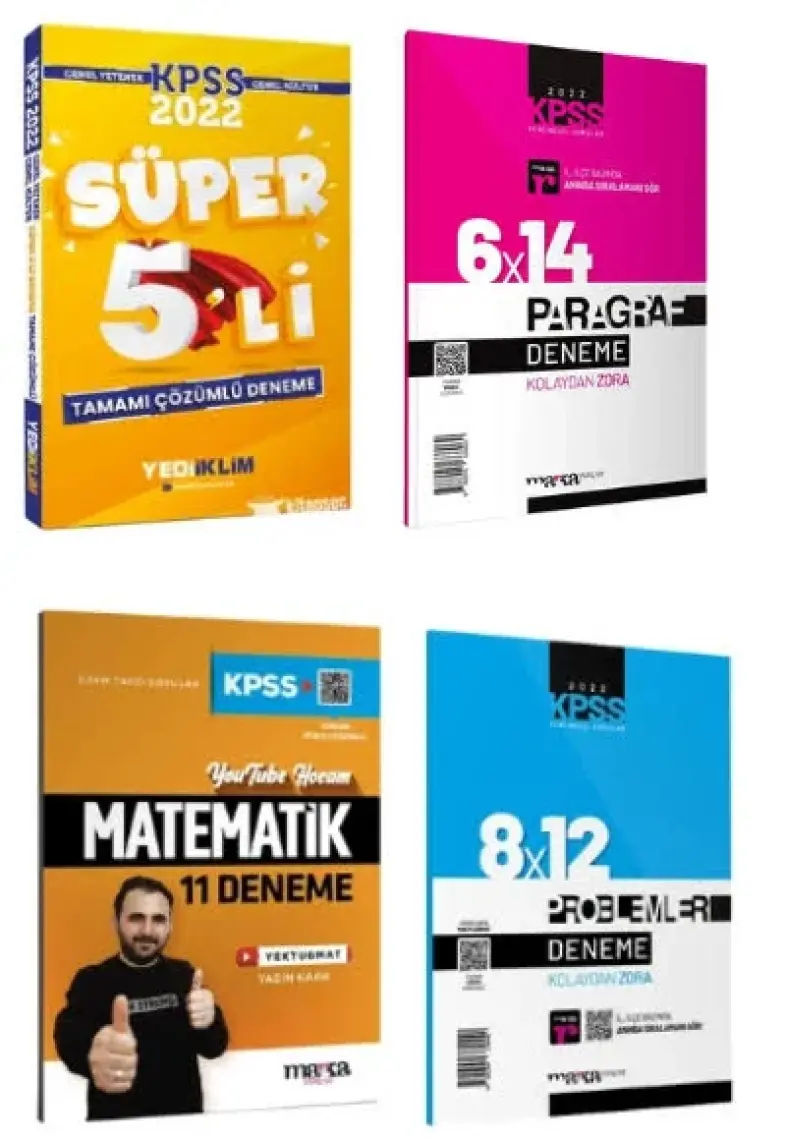 Yediiklim Yayınları KPSS 2022 Genel Yetenek Genel Kültür Tamamı Çözümlü Süper 5'li Deneme