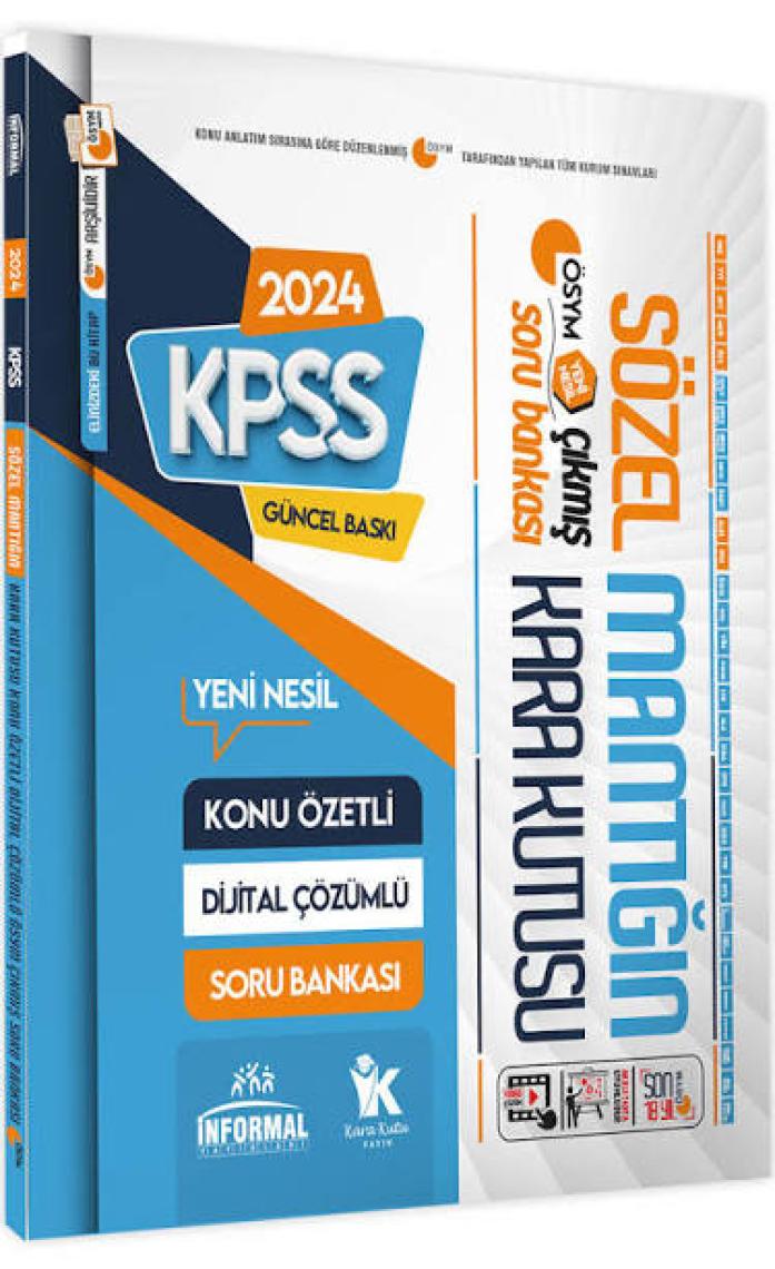 Karakutu Yayınları KPSS Sözel Mantığın Kara Kutusu Konu Özetli Dijital Çözümlü ÖSYM Çıkmış Soru Havuzu Bankası