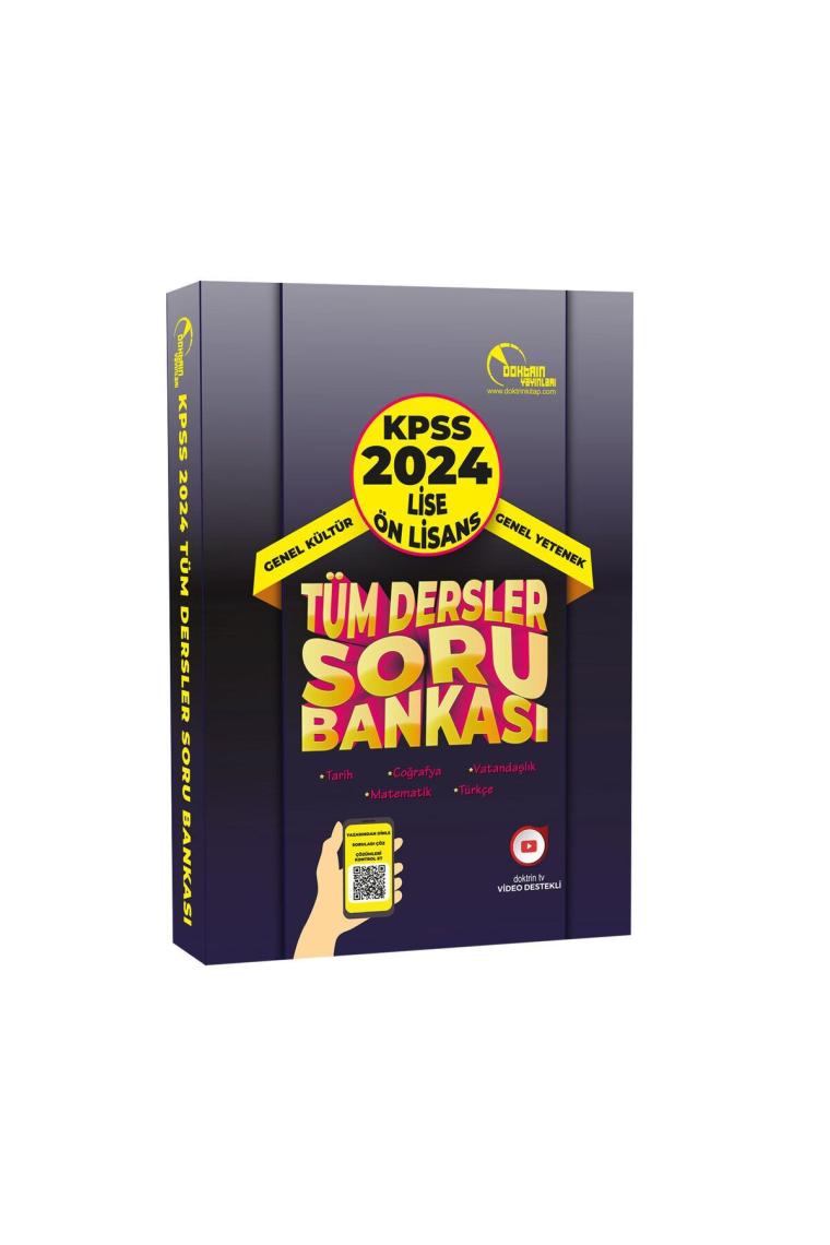 Doktrin Yayınları 2024 KPSS Lise Ön Lisans Tüm Dersler Tek Kitap Soru Bankası (3.000 Soru)