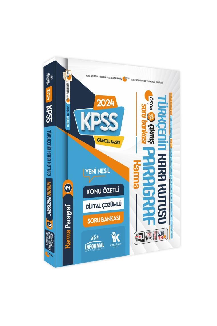 Karakutu Yayınları KPSS türkçenin Kara Kutusu Karma Paragraf 2 Konu Özetli Dijital Çözümlü Çıkmış Soru Bankası