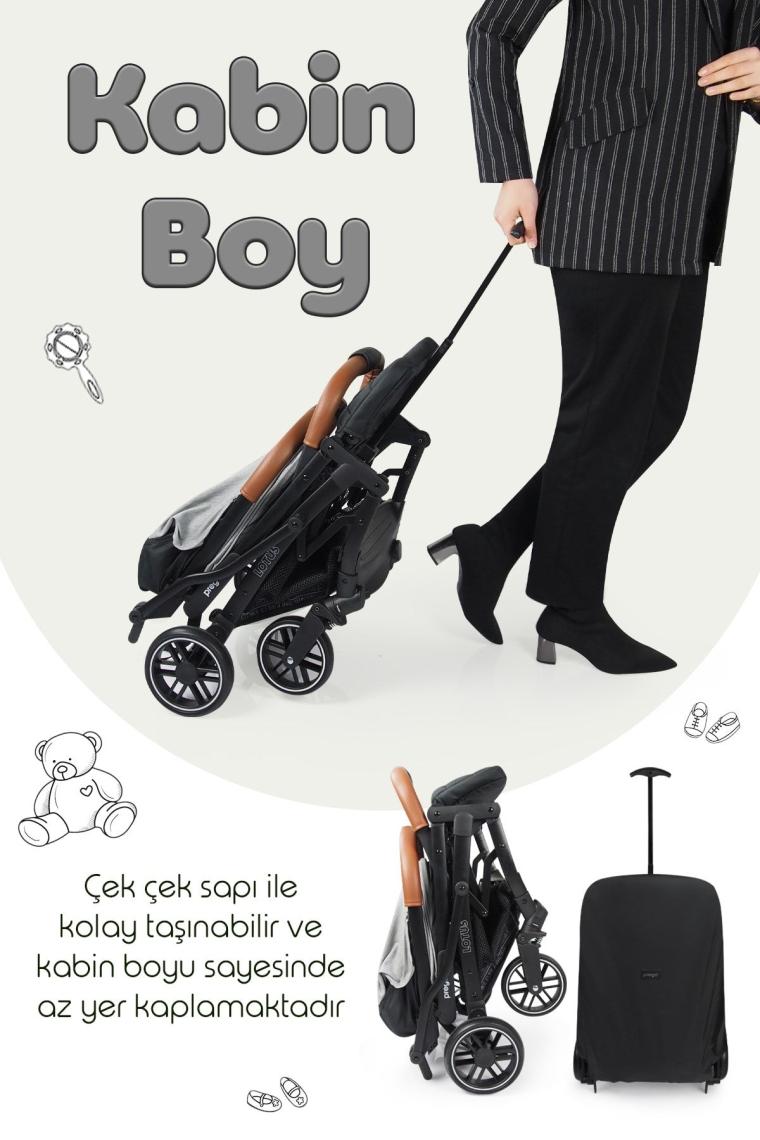 Lotus Tek Elle Katlanabilir Kabin Boy Bebek Arabası Yağmurluk Hediyeli