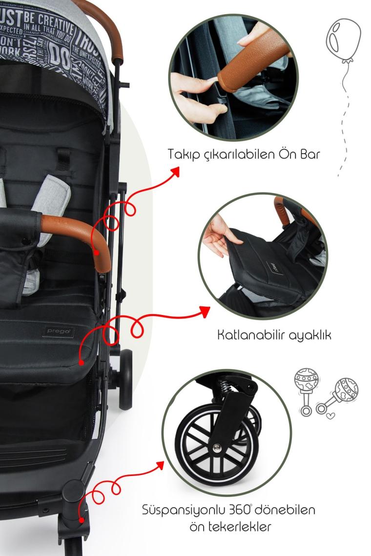 Lotus Tek Elle Katlanabilir Kabin Boy Bebek Arabası Yağmurluk Hediyeli