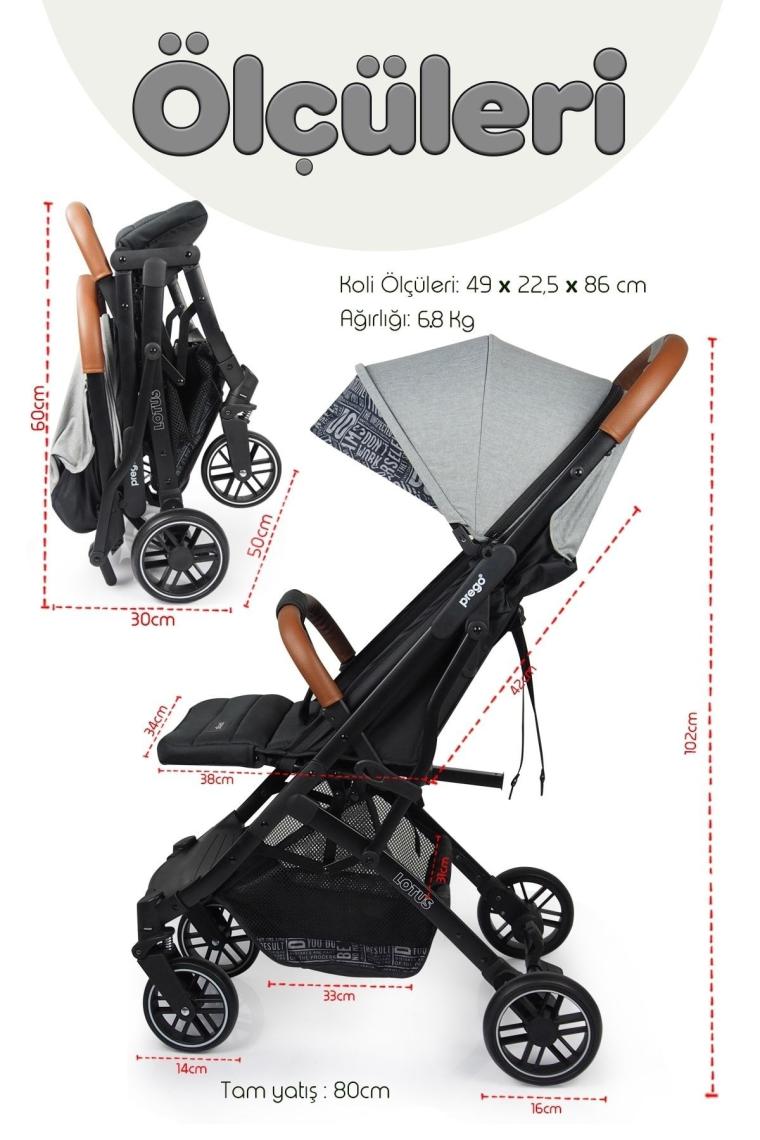 Lotus Tek Elle Katlanabilir Kabin Boy Bebek Arabası Yağmurluk Hediyeli