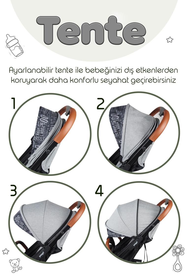 Lotus Tek Elle Katlanabilir Kabin Boy Bebek Arabası Yağmurluk Hediyeli