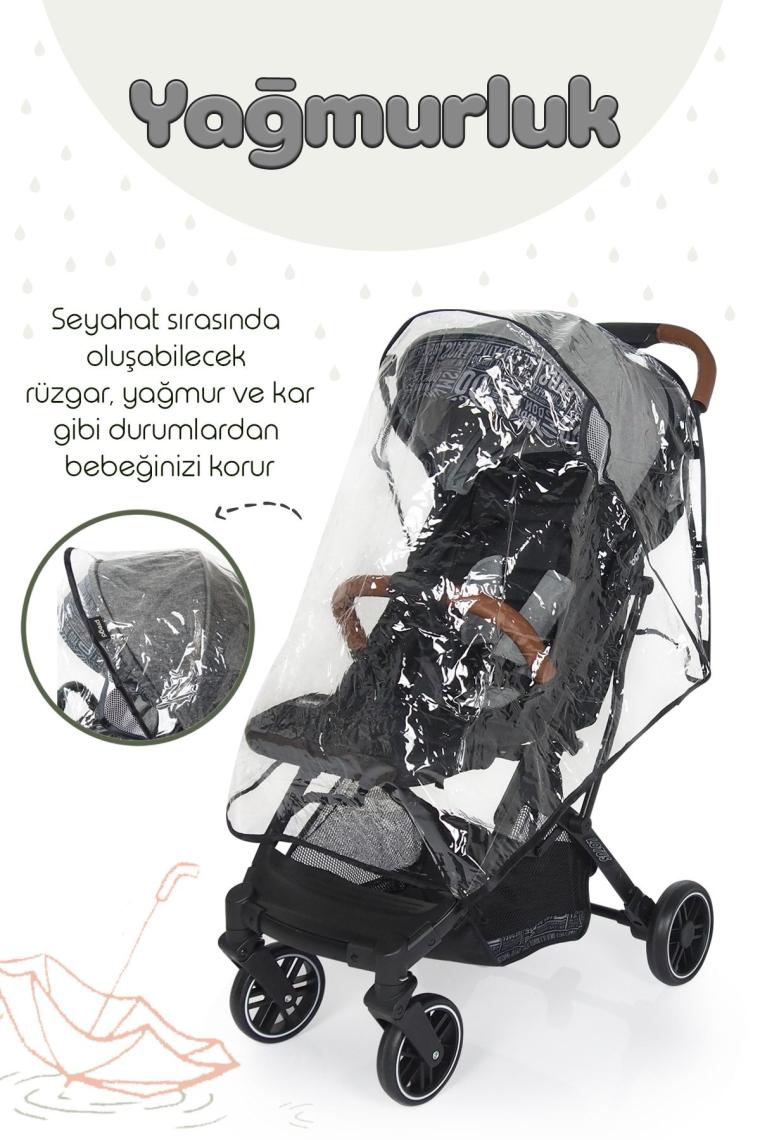 Lotus Tek Elle Katlanabilir Kabin Boy Bebek Arabası Yağmurluk Hediyeli
