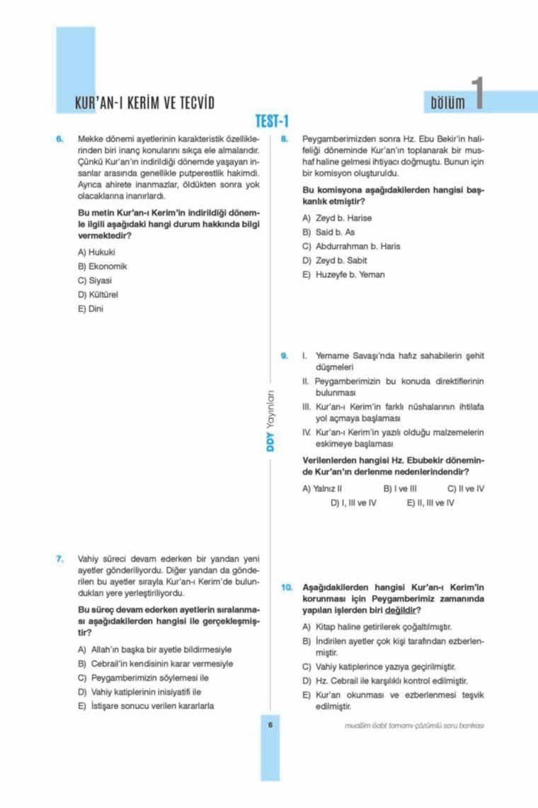 Ddy Yayınları Öabt (Dkab-Ihl) Muallim Tamamı Çözümlü Soru Bankası