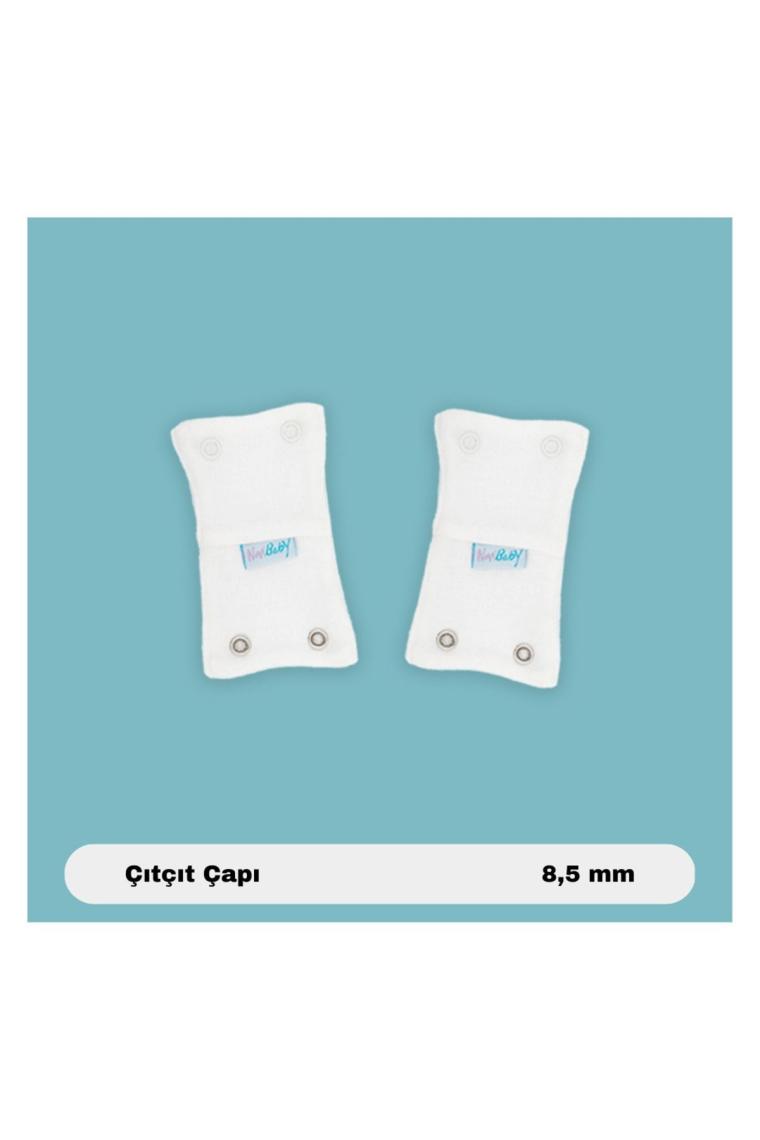 2'li Bebek Body Zıbın Uzatma Aparatı (8,5 Mm) Çıtçıtlı Ekru 100% Pamuk 12cm