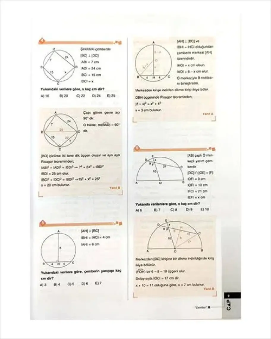 Çap Yayınları Üniversiteye Hazırlık Geometri Çember - Ahmet Baran