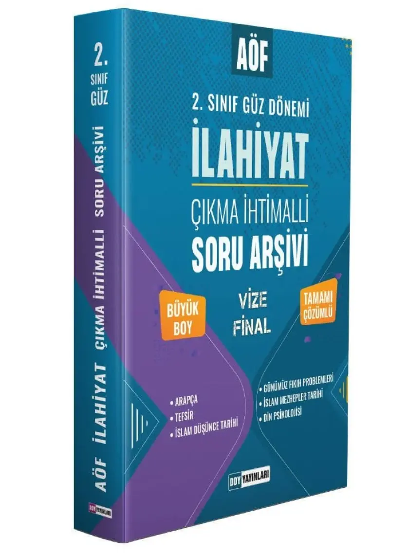 Ddy Yayınları  AÖF Ilahiyat 2. Sınıf Güz Dönemi Çıkmış Soru Arşivi Tamamı Çözümlü