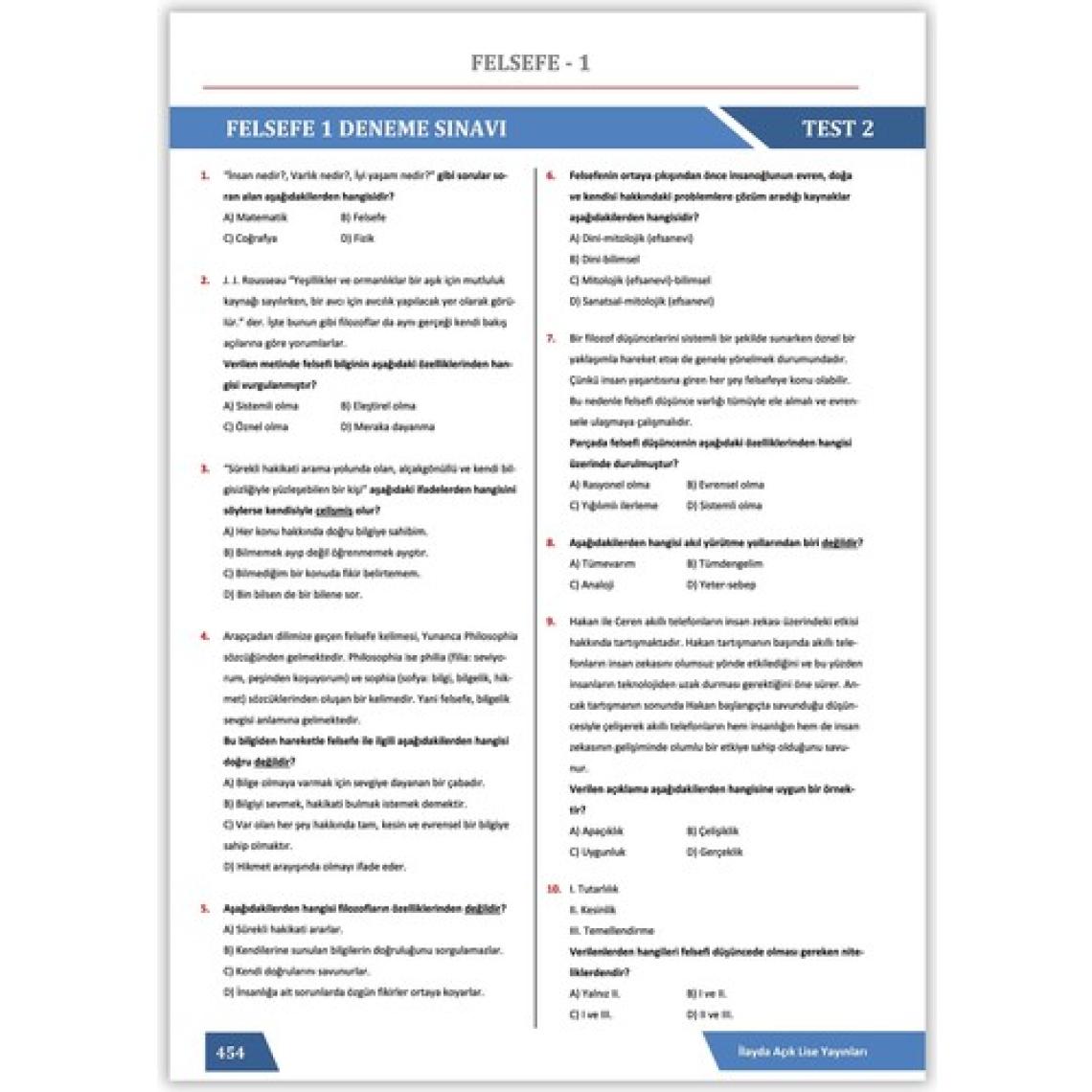 İlayda Açık Öğretim Lisesi 3. Dönem Tüm Dersler Yardımcı Ders Kitabı