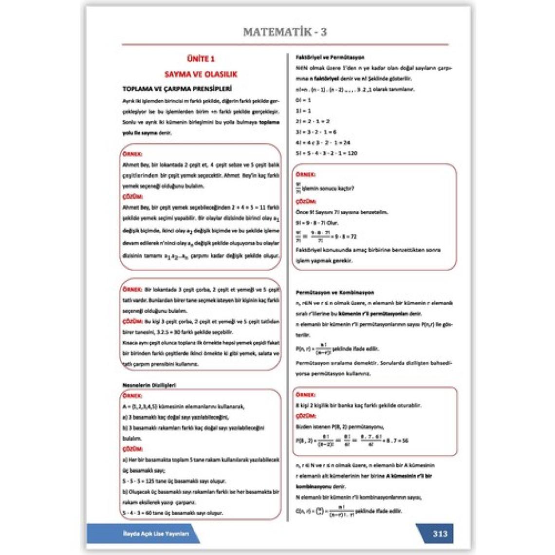 İlayda Açık Öğretim Lisesi 3. Dönem Tüm Dersler Yardımcı Ders Kitabı