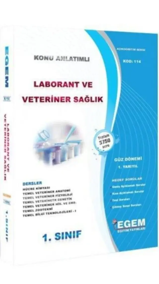 Egem Eğitim Yayınları AÖF 1. Sınıf Laborant ve Veteriner Sağlık Konu Anlatımlı Soru Bankası-Güz Dönemi(1. Yarıyıl)