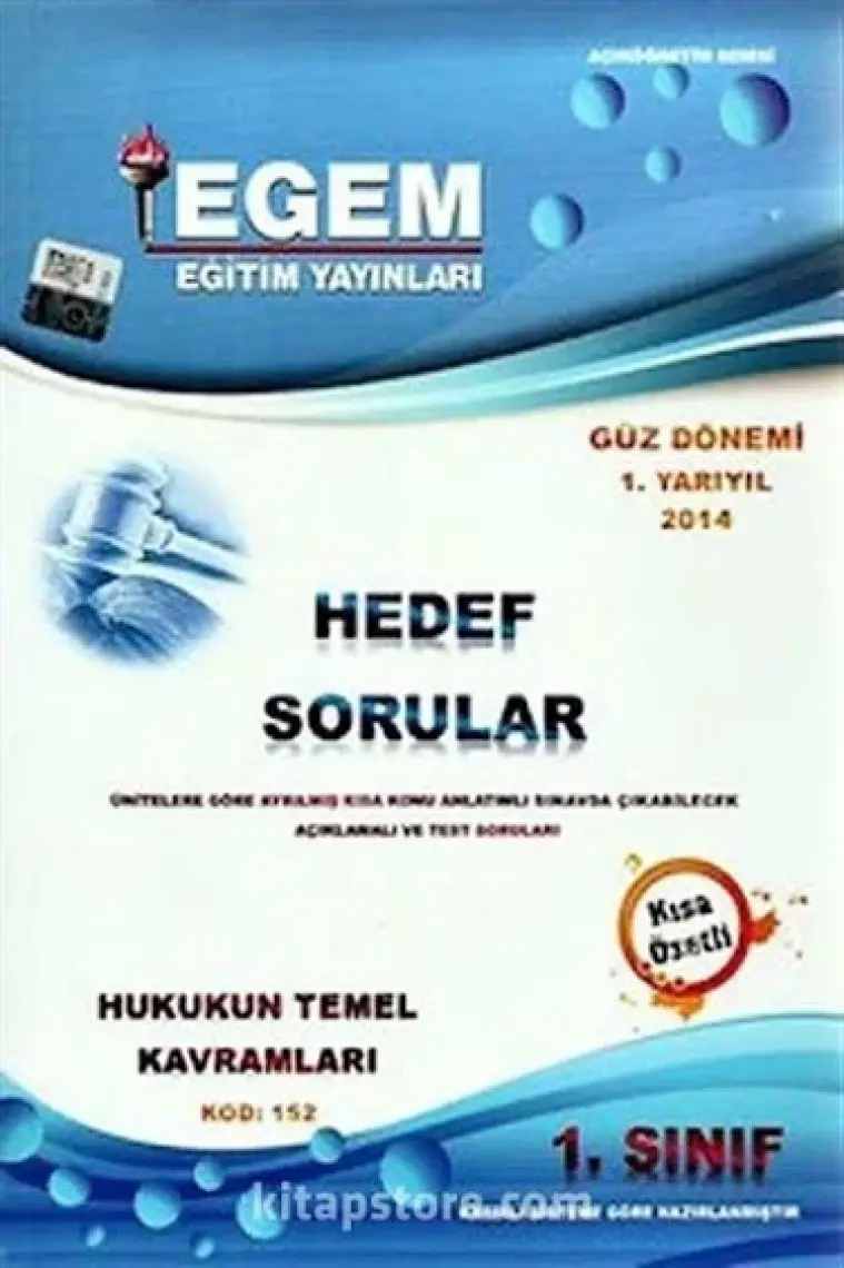 Egem Eğitim Yayınları Hukukun Temel Kavramları Konu Anlatımlı Soru Bankası -Güz Dönemi(1. Yarıyıl)