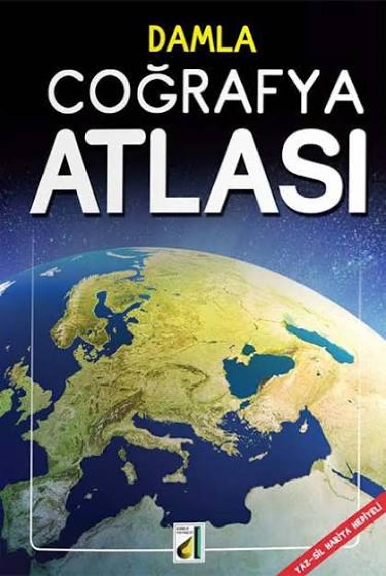 Damla Yayınevi Coğrafya Atlası Silinebilir Türkiye ve Dünya Haritası