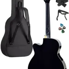 Midex XC-200BK Kesik Kasa Siyah Akustik Gitar 4/4 Yetişkin Üst Segment (Gigbag Çanta Tuner Capo Askı Pena)