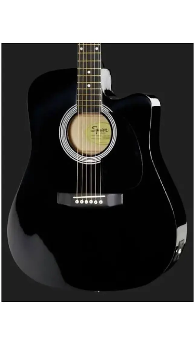 Squier SA-105CE Dreadnought Cutaway Black Elektro Akustik Gitar
