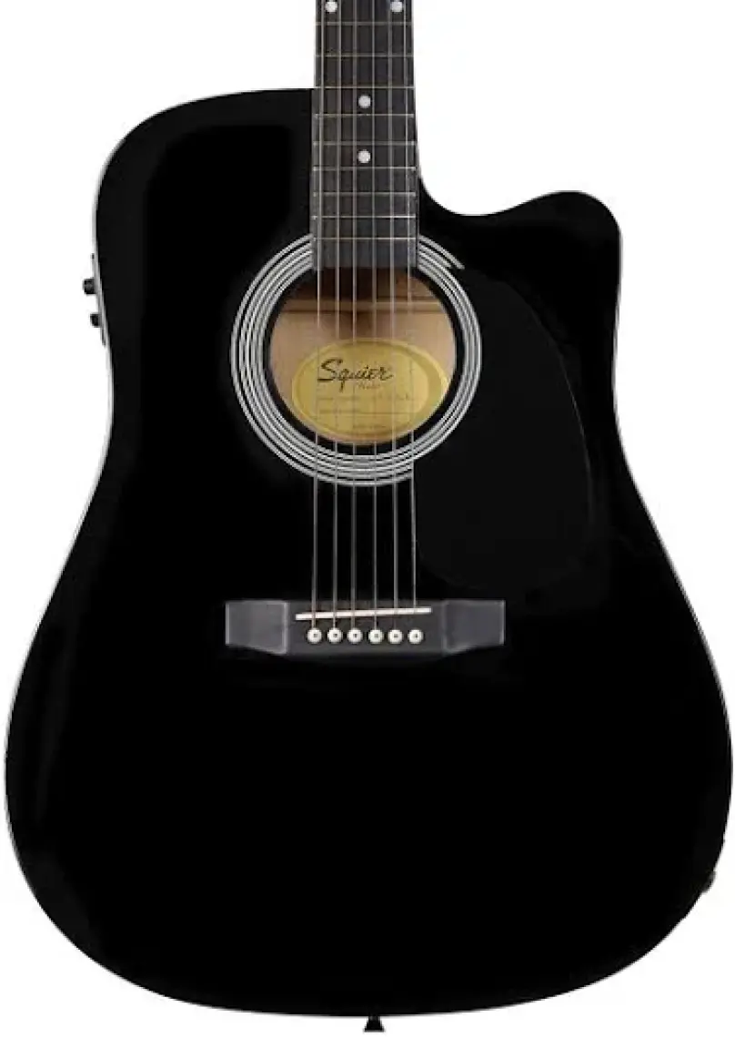 Squier SA-105CE Dreadnought Cutaway Black Elektro Akustik Gitar
