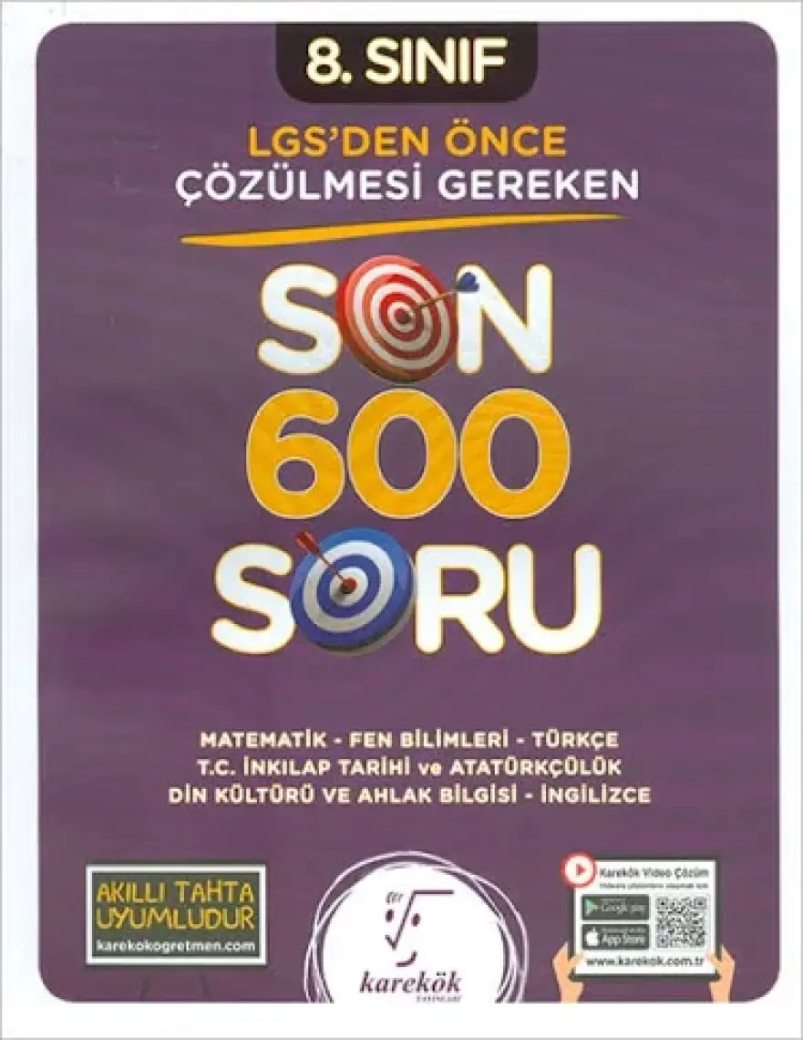 Karekök Yayıncılık 8. Sınıf LGS'den Önce Çözülmesi Gereken Son 600 Soru