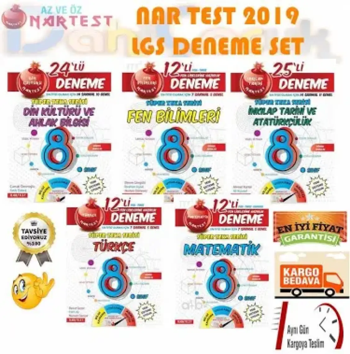 Nartest Yayınevi 8. Sınıf Nar Din Kültürü 24 Deneme Sınavı (14 Sarmal + 10 Genel)