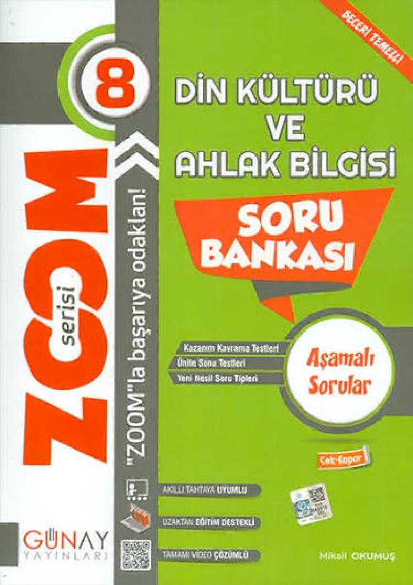 Günay Yayınları Gün&Ay Yayınları 8. Sınıf Zoom Serisi Din Kültürü ve Ahlak Bilgisi Soru Bankası