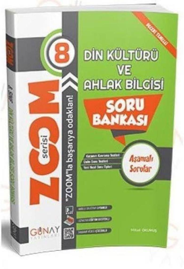 Günay Yayınları Gün&Ay Yayınları 8. Sınıf Zoom Serisi Din Kültürü ve Ahlak Bilgisi Soru Bankası