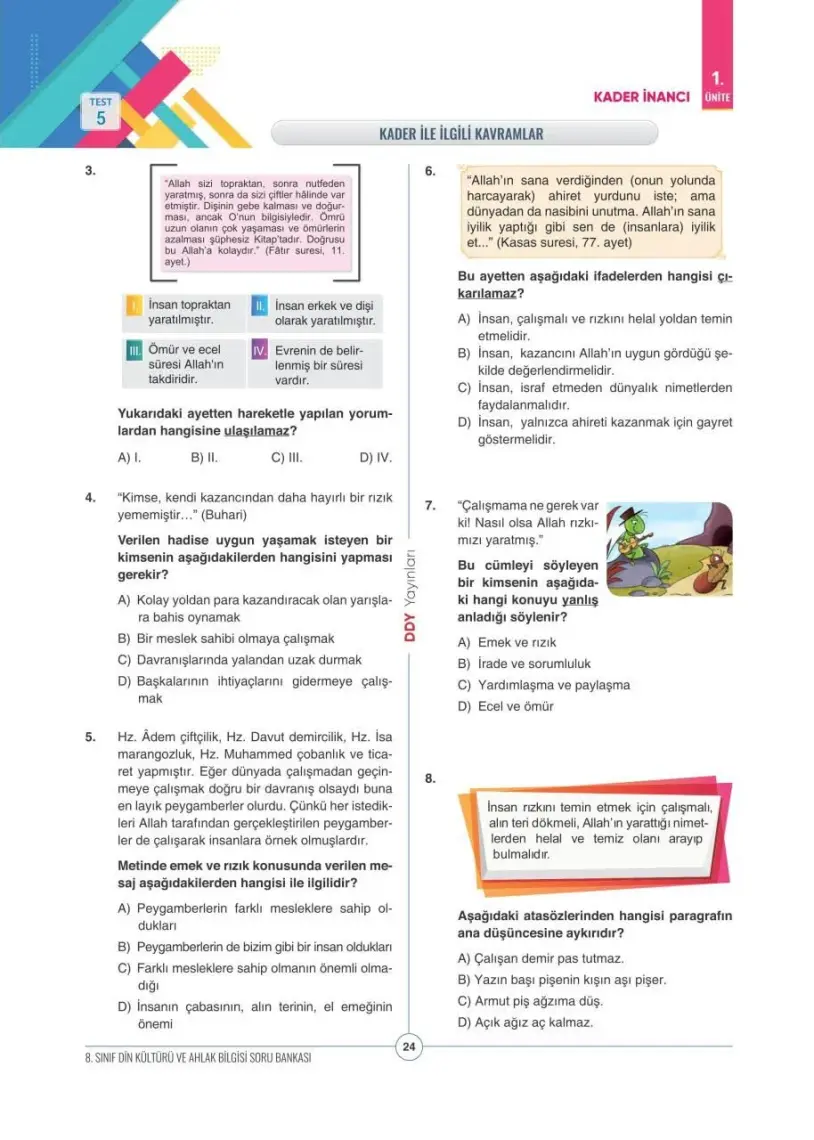 Ddy Yayınları 8. Sınıf Din Kültürü ve Ahlak Bilgisi Efsane Yeni Nesil Soru Bankası